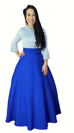 Saia de Prenda Feminina Oxford Lisa - Azul Royal na internet