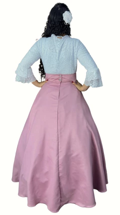 Saia de Prenda em Suede Lisa - Rosa Envelhecido - loja online