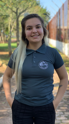Camiseta Polo Feminina Cavalo Cinza Chumbo