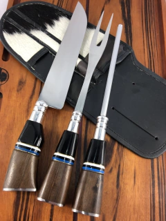 Conjunto Churrasco Faca Garfo e Chaira personalizado 