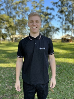 Polo Masculina Gola Pampa - Preto