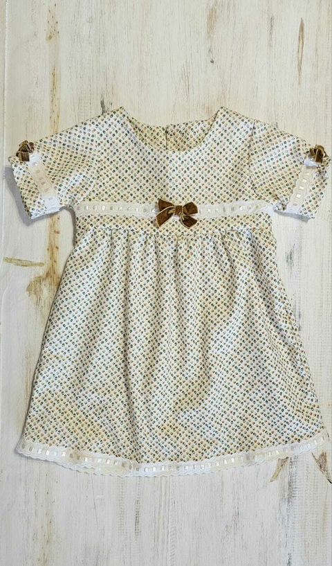Vestido Natural 12 meses (mangas cortas )