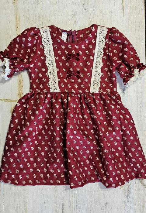 Vestido Bordo 12-18 meses (mangas cortas )