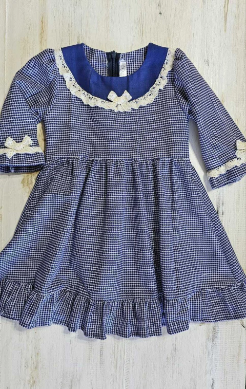 Vestido Azul 12 meses (mangas 3/4 )