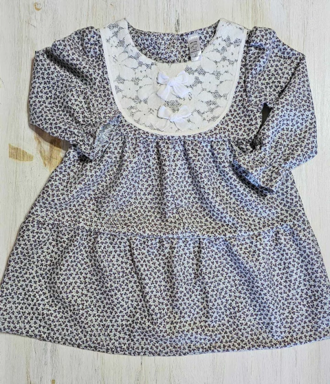 Vestido Celeste-Gris 12 meses (M.largas)