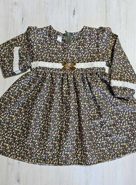 Vestido verde estampado 12 meses - Mangas largas .