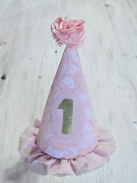 Bonete Pre Añito Rosa encaje (alto)