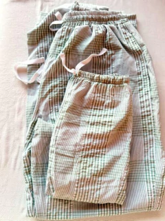 NIÑO Pantalón verde cloqué - Cuadros vichy - comprar online