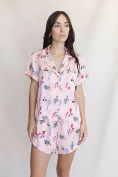 Conjunto short y camisa crepe rosa peces en internet