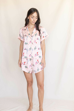 Conjunto short y camisa crepe rosa peces