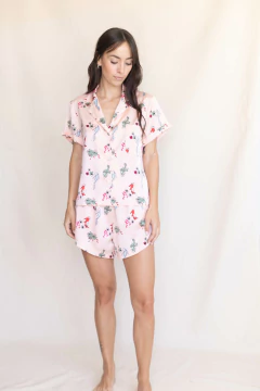 Conjunto short y camisa crepe rosa peces