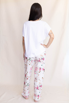 Pantalón poplin algodón flores