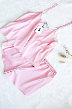 SEGUNDA SELECCIÓN - Conjunto short y blusa rosa sedita - tienda online