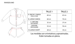 Conjunto camisa manga larga y short lino rayas III en internet