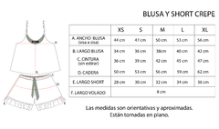 Conjunto short y blusa crepe bulgaros celeste