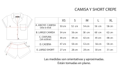Conjunto short y camisa crepe rosa peces
