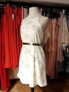 Vestido Creta estrellas bordadas corto - Blanco, Rosa y Negro en internet