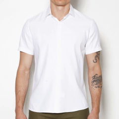 Camisa Social Masculina Manga Curta Slim Fit Branca