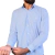 Imagem do Camisa Manga Longa Social Masculina Comfort Algodão Egícpio Fio 80 Listras Azul Claro e Branco LC162203