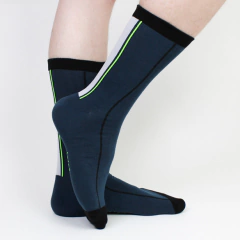 Meia Premium Cano Médio Azul Petroleo, Branca, Preta e Verde Neon MA-03031