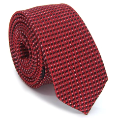 Gravata Slim Estampa Desenhada Vermelha e Preto - comprar online