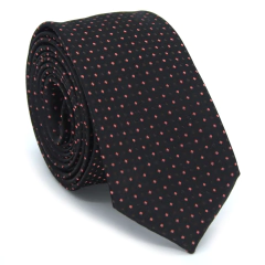 Gravata Slim Estampa Poá Preto e Rose Texturizada - comprar online