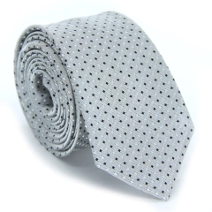 Gravata Slim Estampa Poá Cinza Branco e Preto SL-051533