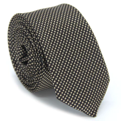 Gravata Slim Estampa Desenhada Marrom e Ouro Envelhecido Texturizada - comprar online