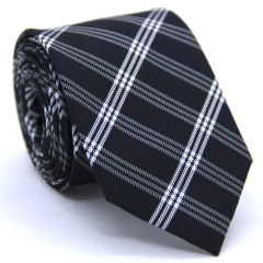 Gravata Slim Xadrez Preta e Branca SL-06055