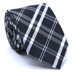 Gravata Slim Xadrez Preta e Branca SL-06069