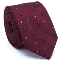 Gravata Slim Estampa Desenhada Marsala, Preta, Branca e Vermelha Textura Bordada SL-08075 - comprar online
