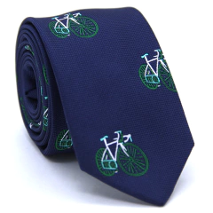 Gravata Slim Estampa Desenhada Azul Marinho, Branca, Verde Escuro e Verde Água Textura Bordada SL-08091 - comprar online