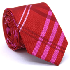 Gravata Slim Xadrez Vermelha, Rosa, Marsala e Branca - comprar online
