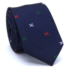 Gravata Slim Bordada Azul Marinho, Vermelha, Branca, Preta e Verde Escuro SL-08100