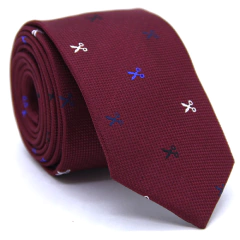 Gravata Slim Estampa Desenhada Marsala, Azul Royal, Azul Marinho, Branca e Preta Texturizada - comprar online