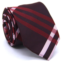 Gravata Slim Xadrez Marsala Escura, Rosê e Bordô SL-06108