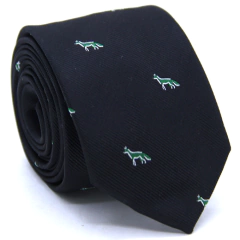 Gravata Slim Bordada Preta e Verde Floresta SL-08107