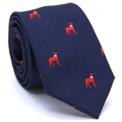 Gravata Slim Bordada Azul Marinho e Terracota SL-08123