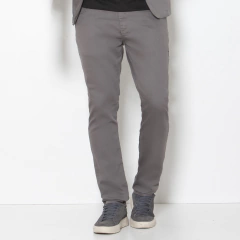 Calça de Sarja Slim Cinza