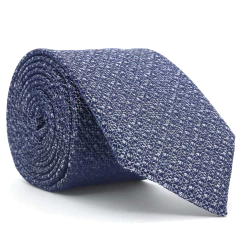 Gravata Tradicional Azul Marinho e Cinza Estampa Desenhada