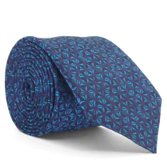 Gravata Tradicional Roxo Berinjela e Azul Tiffany Estampa Floral
