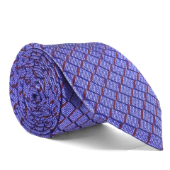 Gravata Tradicional Azul Puro, Bordo e Azul Marinho Estampa Geometrica Textura Desenhada