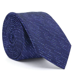 Gravata Slim Azul Marinho e Azul Puro Estampa Desenhada