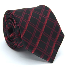 Gravata Tradicional Xadrez Preto, Vermelho e Marsala - comprar online