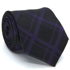 Gravata Tradicional Xadrez Preto e Roxo - comprar online