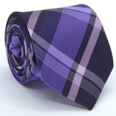 Gravata Tradicional Xadrez Azul Marinho Roxo e Rosa TR-05677