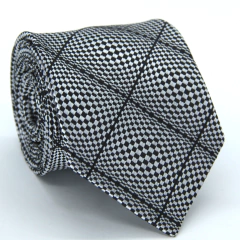 Gravata Tradicional Xadrez Cinza Grafite, Preto e Branco TR-05682 - comprar online