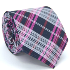 Gravata Tradicional Xadrez Azul Marinho, Pink, Vermelho e Branco - comprar online