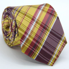 Gravata Tradicional Xadrez Amarelo, Branco, Marsala e Vermelho - comprar online