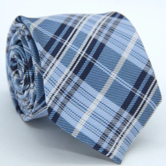 Gravata Tradicional Xadrez Azul Serenity, Cinza e Azul Marinho - comprar online